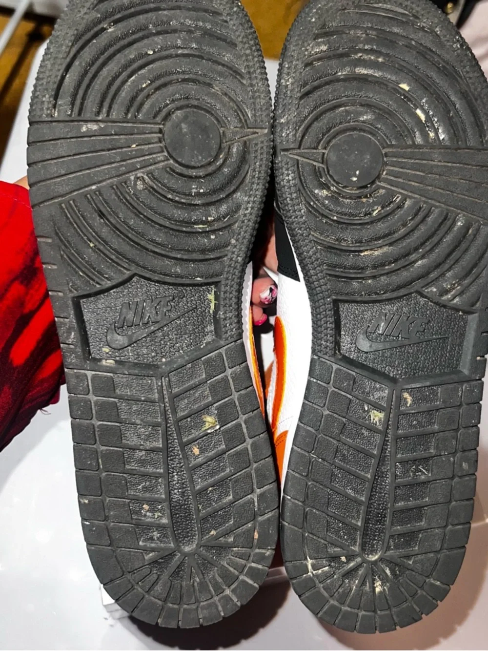 Jordan Kids Black White Orange Mid/High-Top Sneakers - Picture 6 of 10